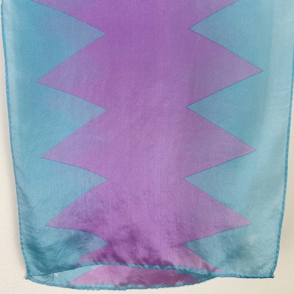 Vintage Blue & Purple Zig Zag Silk Scarf - Picture 7 of 10